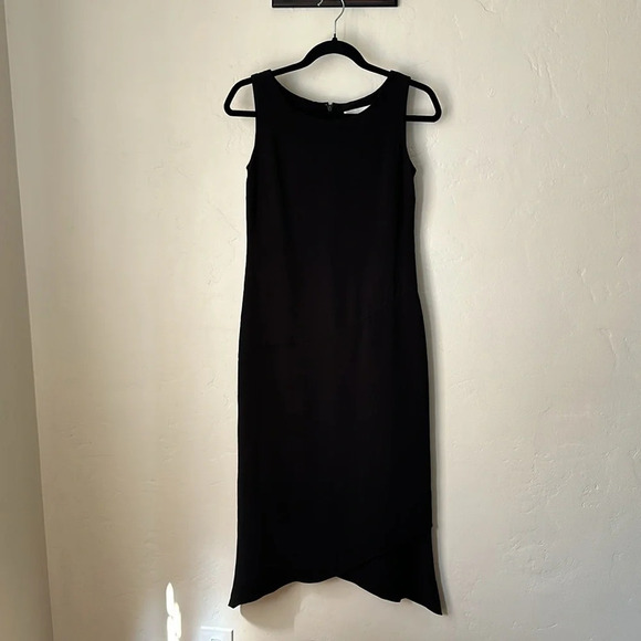 BLOOMINGDALE’S Silk Dress Black Classic Timeless Chic Midi Length, Size 2 - Picture 14 of 16